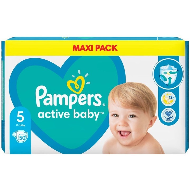 Пелени за бебета Pampers Active Baby N5 11-16 кг, 50 броя мах