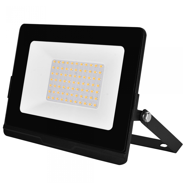 Proiector LED Samus SLPR4680LM-50W-6500K, 50 W, 4680 LM, Temperatura de culoare 6500K. Clasa energetica E, Durata de viata 20000h, Negru