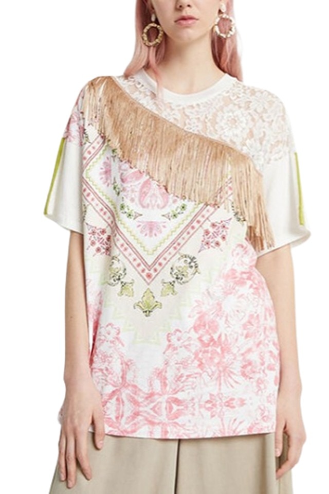DESIGUAL, Bluza cu imprimeu floral si garnituri de dantela Ketty
