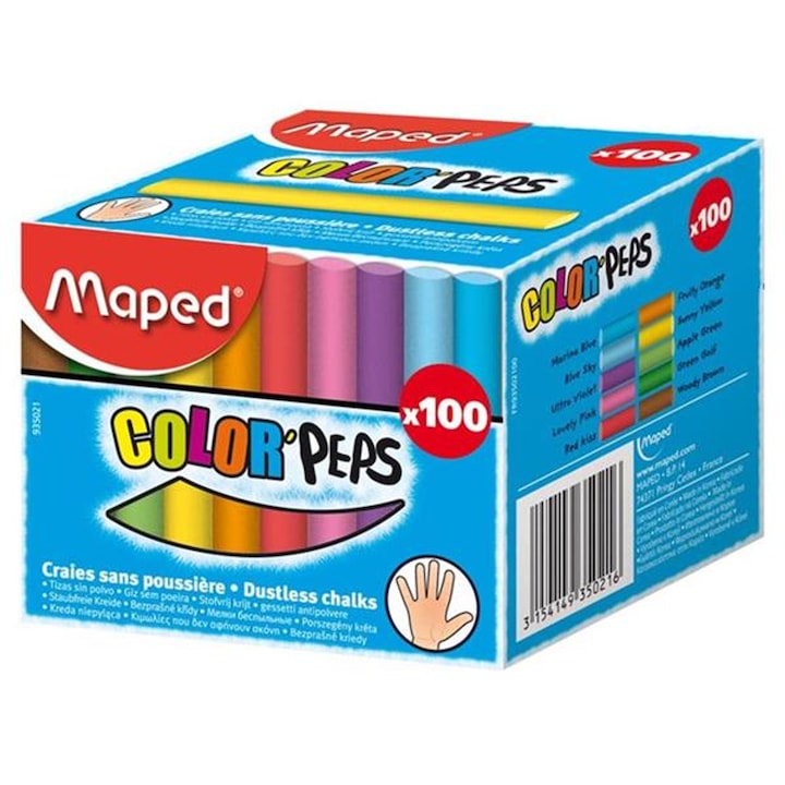 Цветни тебешири Colores Peps, опаковка 100 броя Multicolor