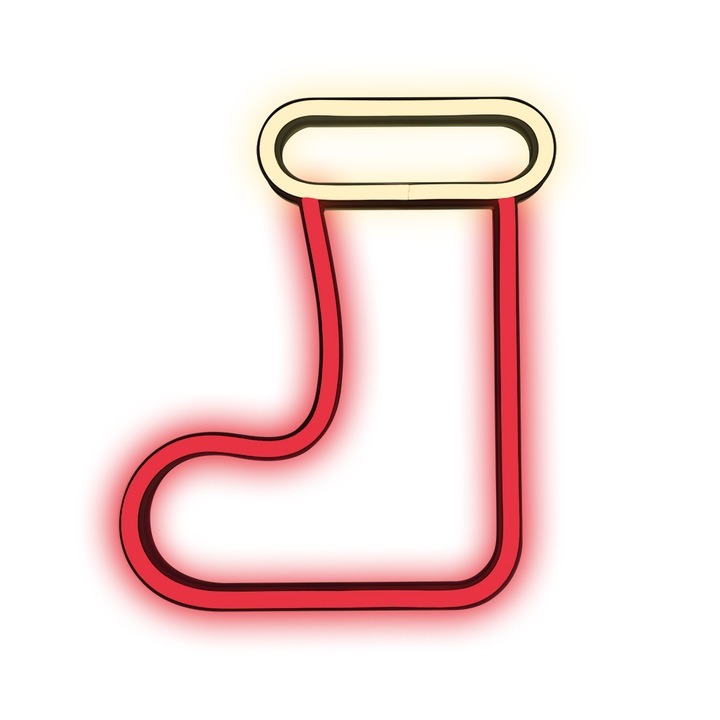 Decoratiune LED perete in forma de Ghetuta de Craciun, lumina Rosie, 24x18.5x2 cm, Multicolor