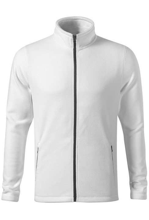 Jacheta Fleece pentru Barbati, 100% Poliester Reciclat, Fermoar Spiralat, Elemente Contrastante, Alb