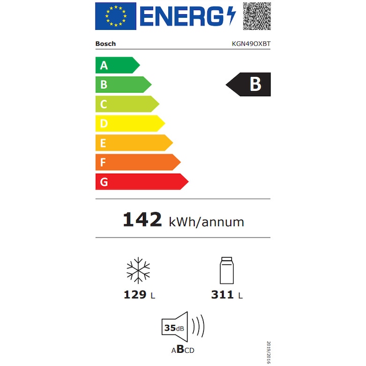 Хладилник с фризер Bosch KGN49OXBT, 440 л, No Frost, Multi Airflow, VitaFresh, PerfectFit, LED осветление, Клас B, H 203 см, Черна неръждаема стомана против пръстови отпечатъци