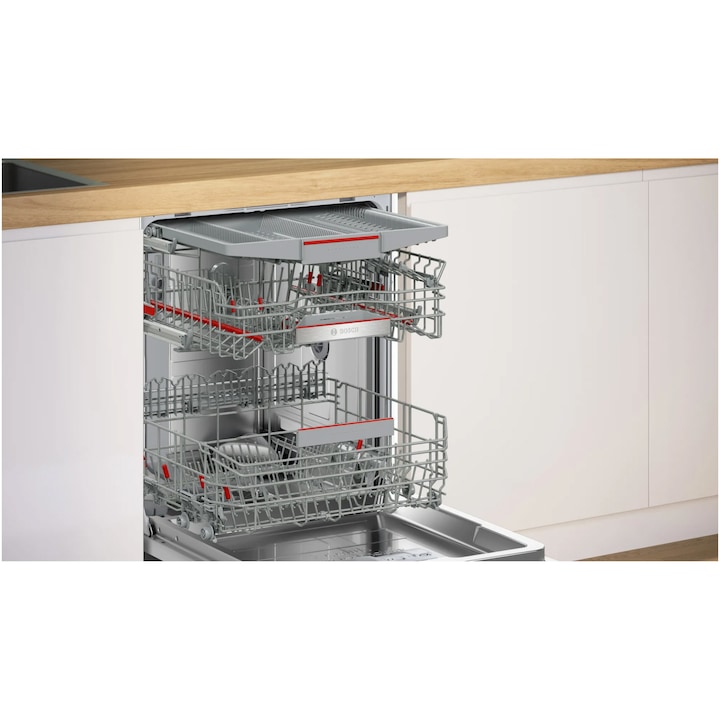 Masina de spalat vase incorporabila Bosch SMV6ZCX03E, 14 seturi, 8 programe, Clasa C, Home Connect, 60 cm