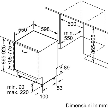 Masina de spalat vase incorporabila Bosch SBV6ZCX05E, 14 seturi, 8 programe, Clasa B, Home Connect, 60 cm
