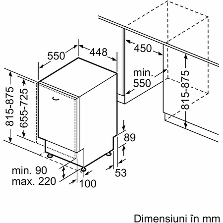 Masina de spalat vase incorporabila Bosch SPV4EMX62E, 10 seturi, 6 programe, Clasa D, Home Connect, 45 cm
