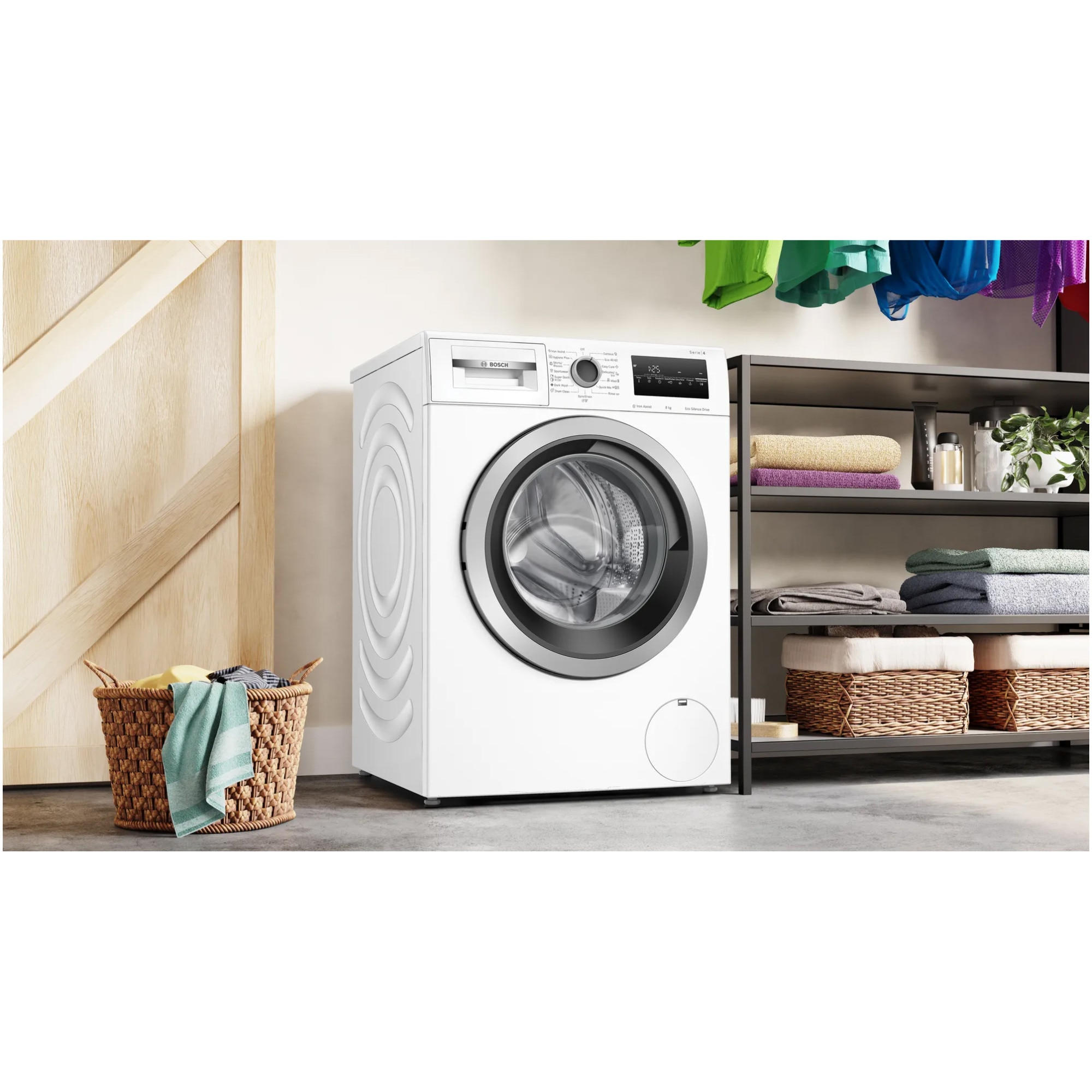 Masina de spalat rufe Bosch WAN24266BY, 8 kg, 1200 RPM, Iron Assist, Clasa A, EcoSilence Drive, Alb