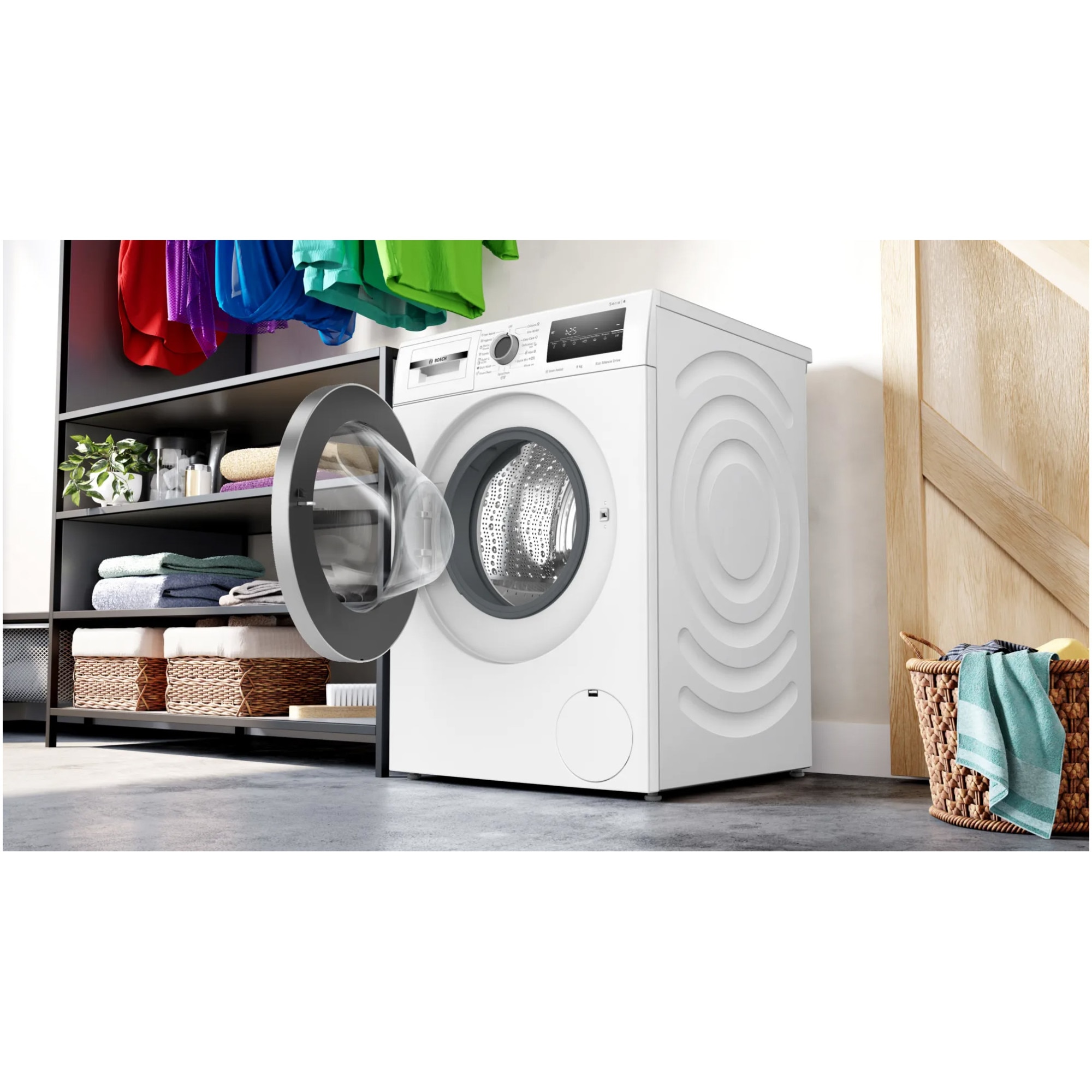 Masina de spalat rufe Bosch WAN24266BY, 8 kg, 1200 RPM, Iron Assist, Clasa A, EcoSilence Drive, Alb