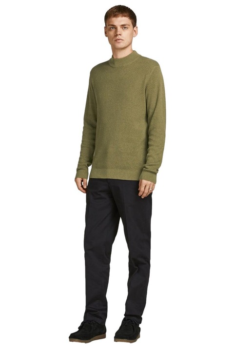 Мъжки пуловер Jack & Jones Knit Mock, Тъмнозелен, XL EU