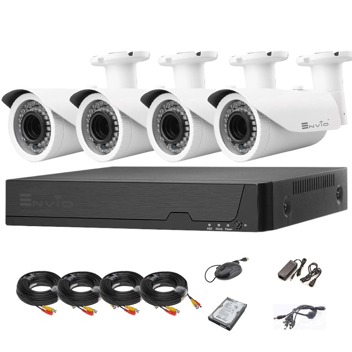 Система за видеонаблюдение с 4 външни камери 4K Lite резолюция ENVIO AESS-KIT4CHZEN60H800L-HDD