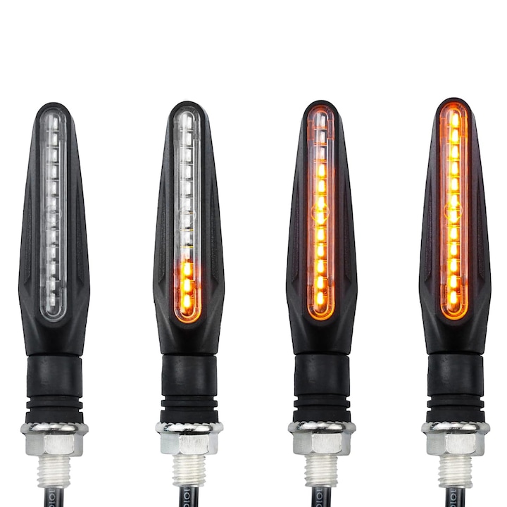 Set 4 lampi semnalizare moto cu LED, Axroad Mall, Imbunatateste vizibilitatea si siguranta, Foarte luminos, Modul de curgere, Are un consum redus, Impermeabil, 12 V, Durabile, Pentru scuter off-road, ABS, Galben