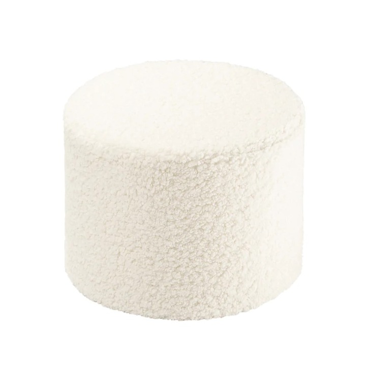 Taburet - Otoman, Velur, Boucle, Alb