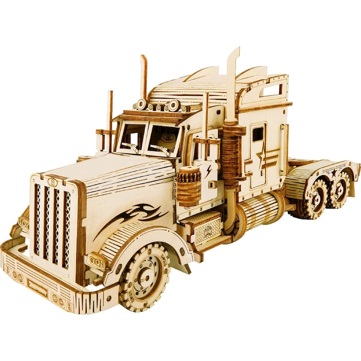 Figurina de camion realizata din lemn, 3D, Puzzle, 286 Piese, DIY Toy, jucarie STEM educationala