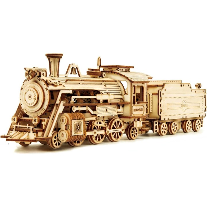 Figurina de tren realizata din lemn, 3D, Puzzle, 100-500 Piese, DIY Toy, jucarie STEM educationala