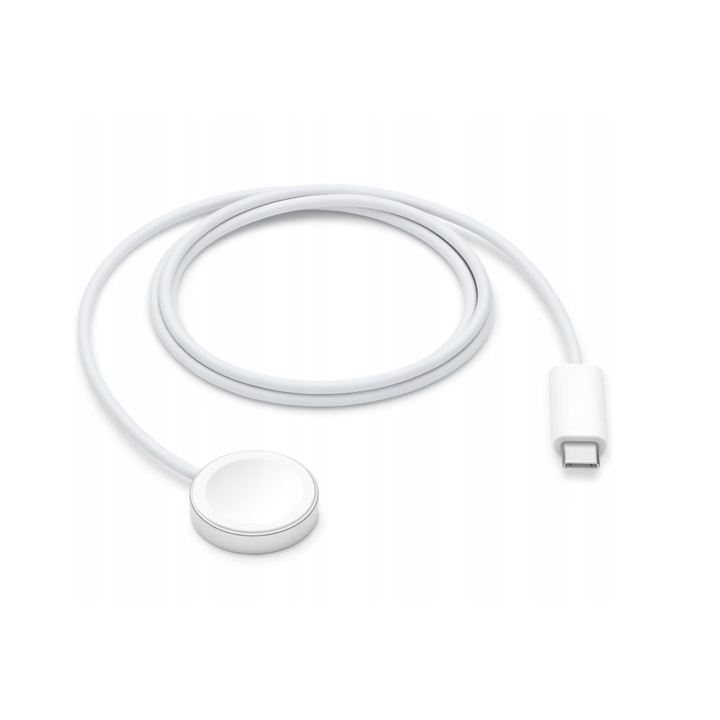 Apple Watch-al kompatibilis töltőkábel, mágneses, USB-C, fehér, 1 m