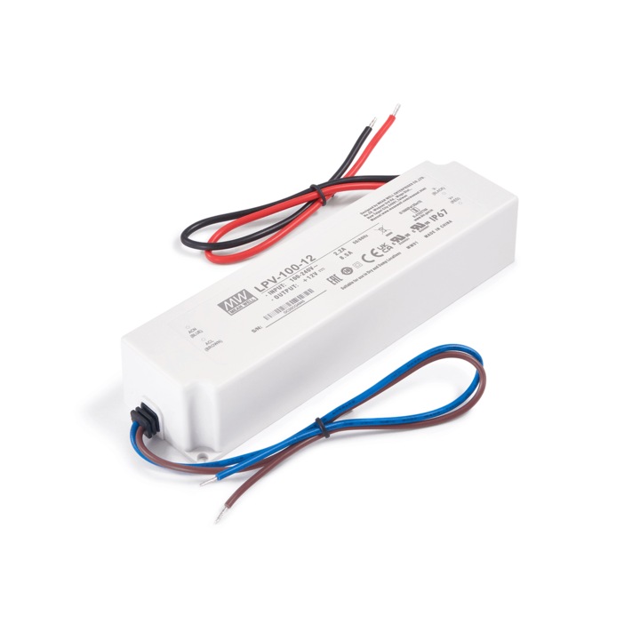 Захранване модулен, Koloreno, Mean Well, LPV-100-12, 100W, 12V, IP67