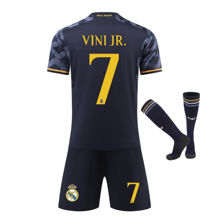 Echipament Sportiv Copii Real Madrid Vinicius, YSHT, Poliester, Negru, Negru