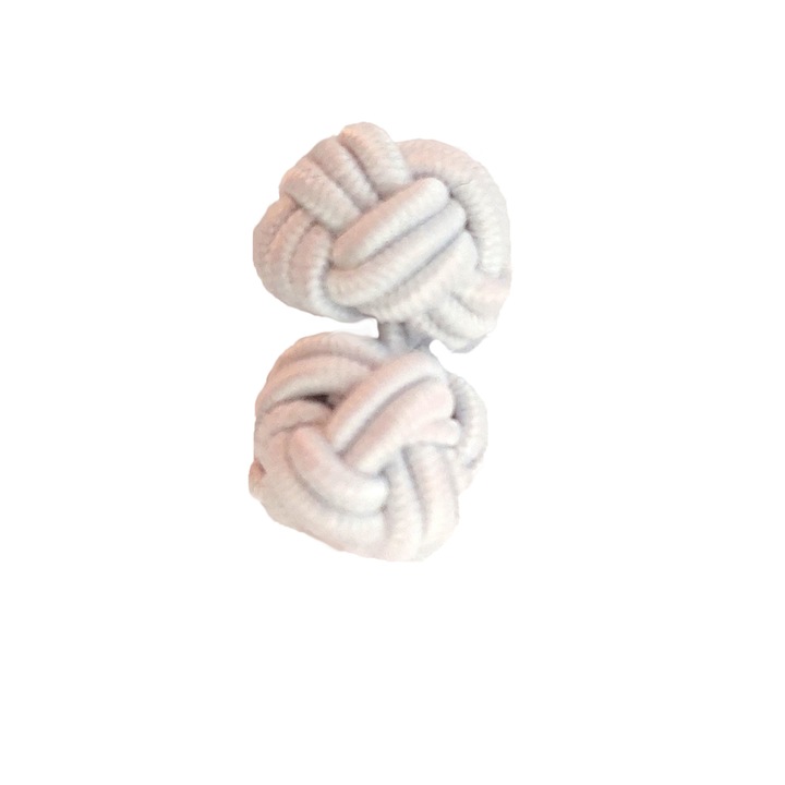 Butoni camasa impletiti din bumbac, model knot, albi