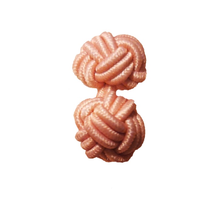 Butoni camasa model knot, impletiti din bumbac, somon