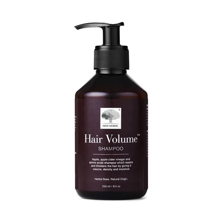 Sampon Hair Volume pe baza de plante pentru par lipsit de volum, 250 ml, New Nordic
