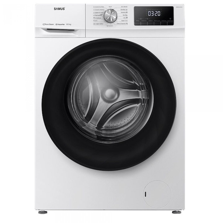 Masina de spalat cu uscator Samus WSDDI-85140, 8/5 kg, Motor inverter, 1400 RPM, 15 Programe, Clasa A, Incarcare cu rufe in timpul spalarii, Alb