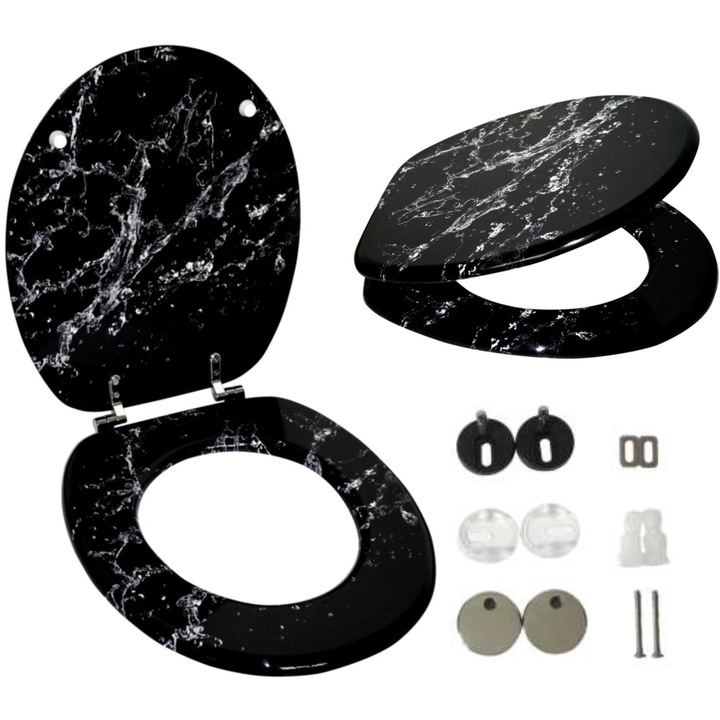 Pepita MDF WC ülőke lassan záródó fedéllel - Vízcseppek - fekete