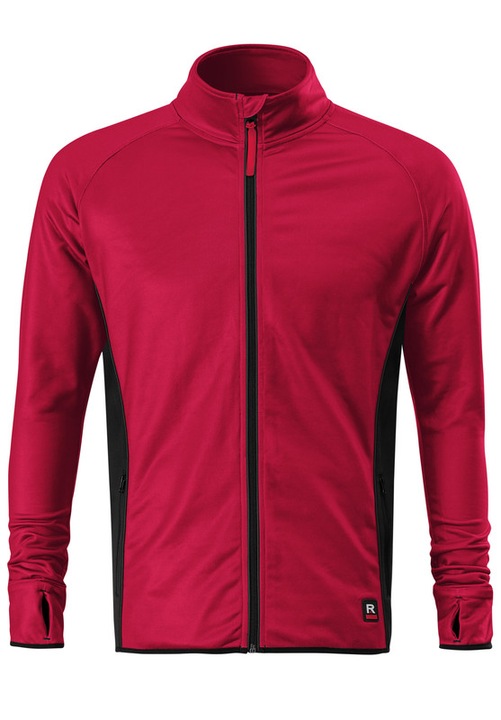 Jacheta Stretch, Tip Fleece, Barbati, 100% Poliester Reciclat, Fermoar Spiralat, Elemente Contrastante, Rosu
