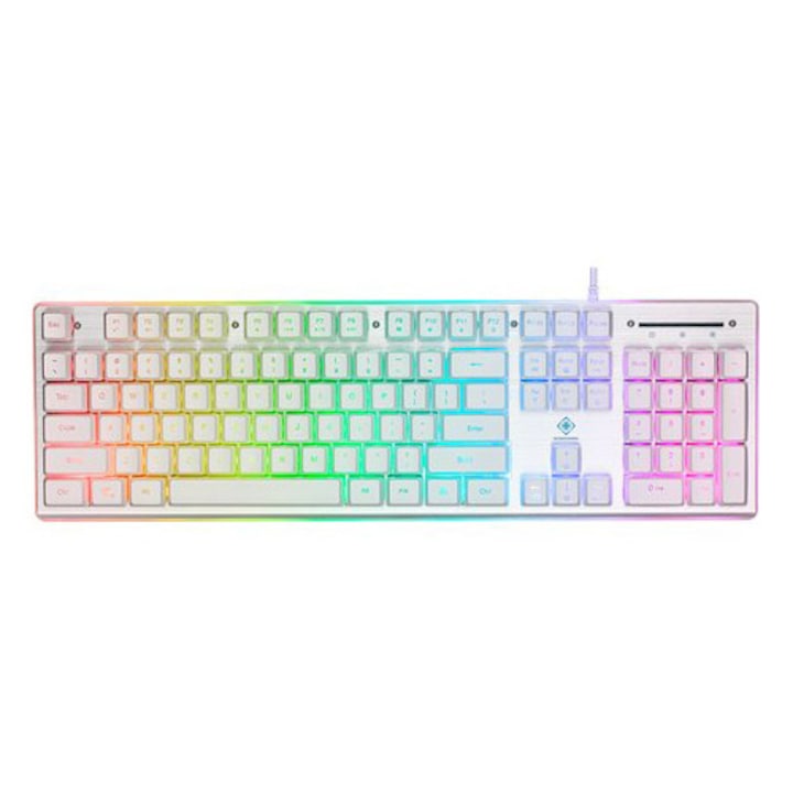 Клавиатура Gaming DELTACO GAMING, Механична, RGB lighting, 25 anti-ghosting keys, Кабел 1,8 м, US layout, Бял