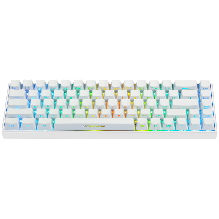 Клавиатура Gaming Wireless DELTACO GAMING WK95R, RGB осветление, 68 anti-ghosting keys, Red switch, US layout, Бял
