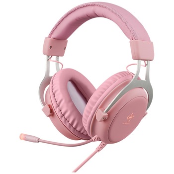Casti gaming cu fir DELTACO GAMING PH85, multiplatforma PC/Xbox/PlayStation, roz