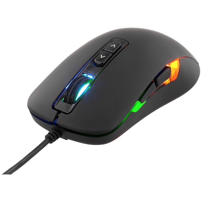 Mouse gaming cu fir DELTACO GAMING DM110, 7 butoane LED, 2000 DPI, cablu USB de 1.65m, negru