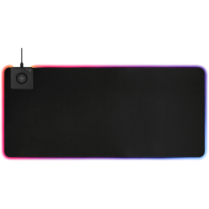 Mousepad gaming XXL DELTACO GAMING DMP320, RGB, 900 x400 x 4mm,incarcator wireless fast charge integrat, negru