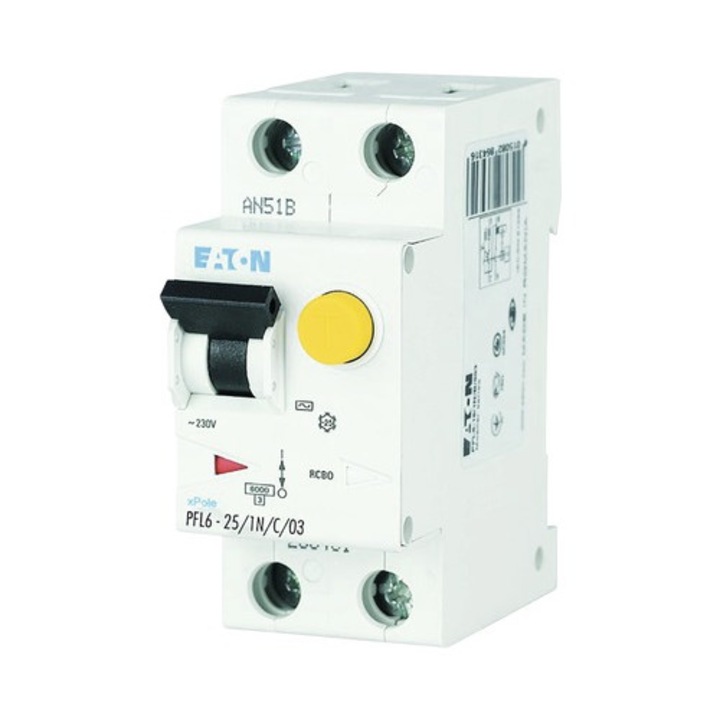 Intreruptor Automat Cu Protectie Diferentiala Eaton Xpole 1p+n 25a 6ka/300ma, Curba C