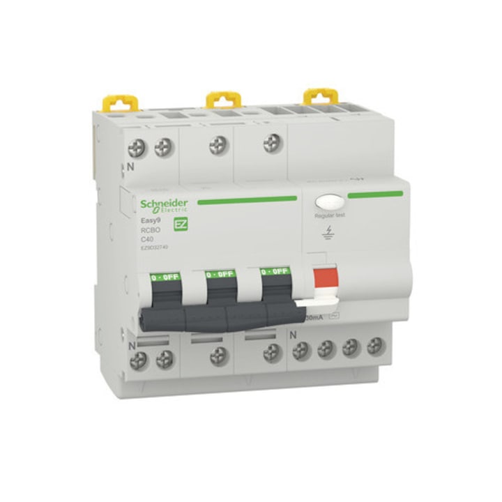 Siguranta electrica automata diferentiala Schneider Electric Easy9 EZ9D32740, 3P+N, 4,5kA/30mA, caracteristica C, 40A