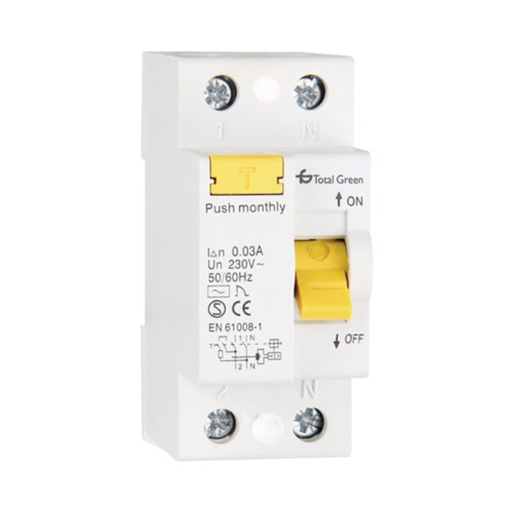 Intreruptor Automat Cu Protectie Diferentiala Total Green Rcbo 1p+n 6a 6ka/30ma, Curba C