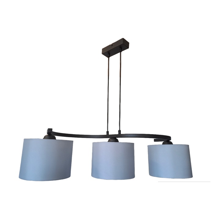 Lampa suspendata neagra cu abajururi gri 3x60W