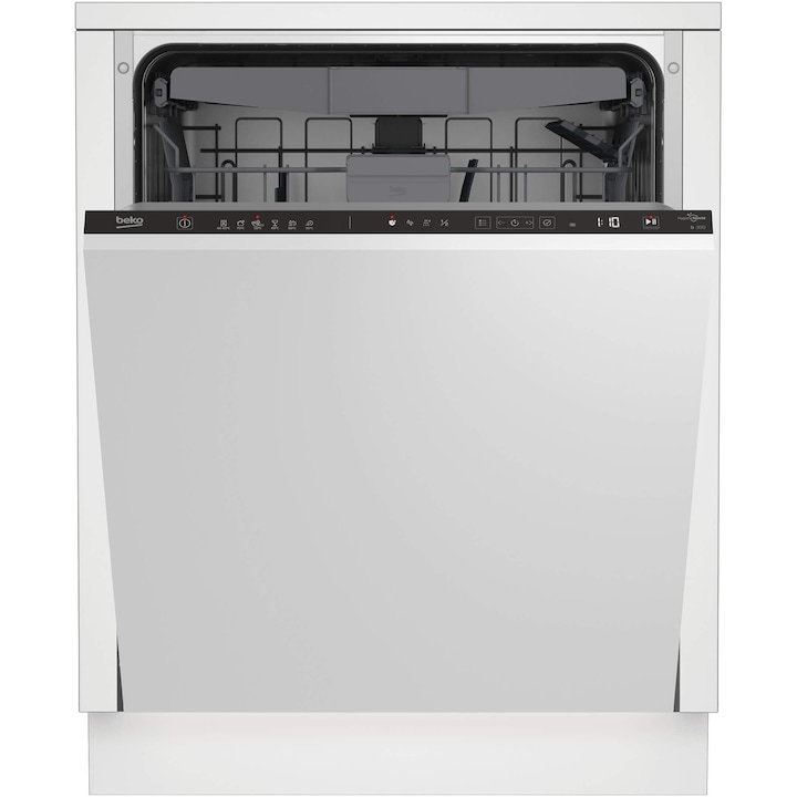 Съдомиялна за вграждане Beko BDIN36535, 15 комплекта, 6 програми, HygieneIntense, SteamGloss, AquaIntense, Motor ProSmart Inverter, AutoDoor Opening, Touch Button, Тава за прибори, Клас C, 60 см