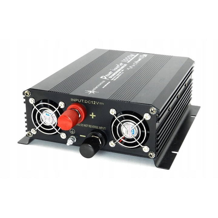 Конвертор за кола, 12V/230V, 1000W/2000W, черен