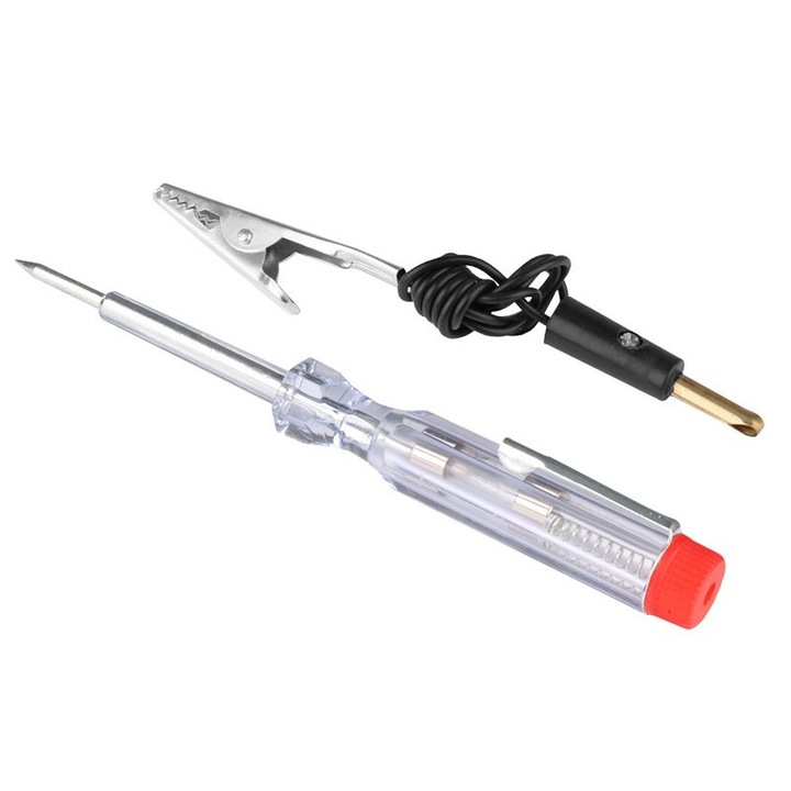 Тестер за напрежение Carmotion, 6-24V, кабел с крокодилска скоба, пластмаса, 120 mm