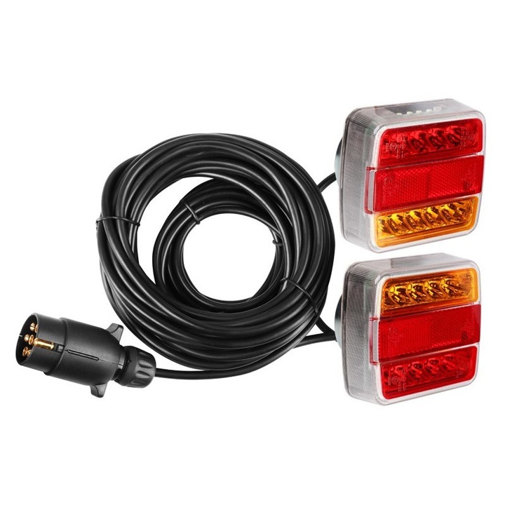 2db hátsó LED lámpa készlet, Carmotion, 7 tűs, 12 V, Műanyag/PVC, Többszínű