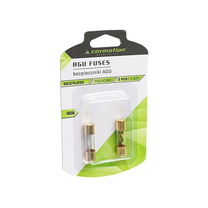 Sigurante din sticla AGU 10,3x38mm, 40A, placate cu aur, 2 buc., Carmotion