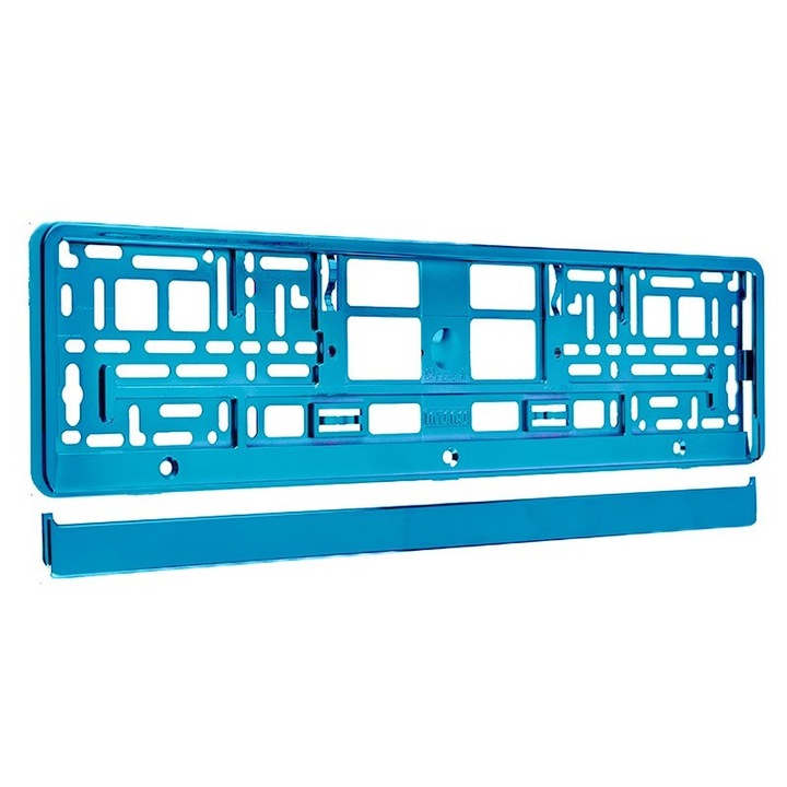 Suport placuta inmatriculare, Carmotion, Plastic, 53x13 cm, Turcoaz