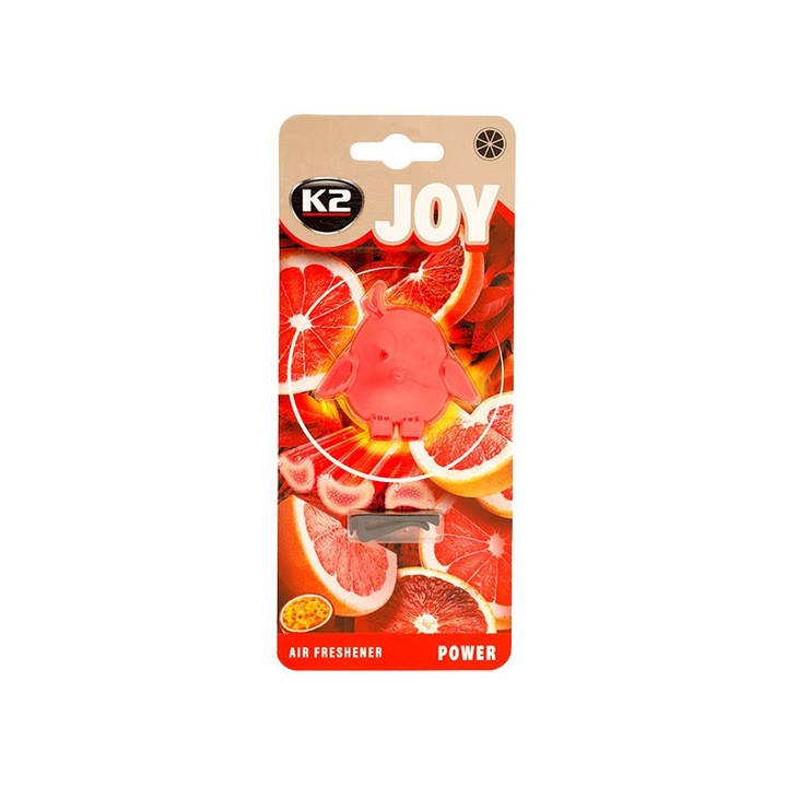 Odorizant auto, K2, Fructul pasiunii/Grapefruit, Montaj pe grila ventilatie, Portocaliu