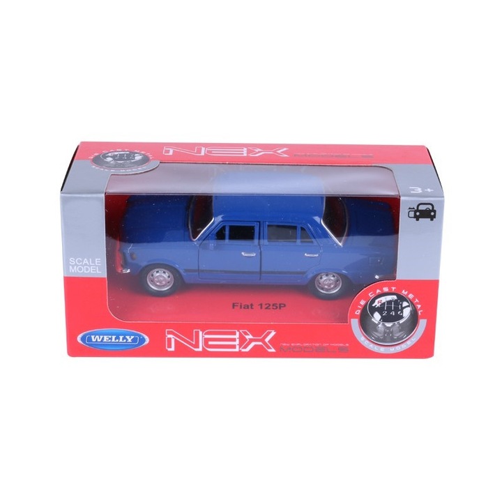 Кола играчка, Welly, PRL FIAT 125p, Метал, Син