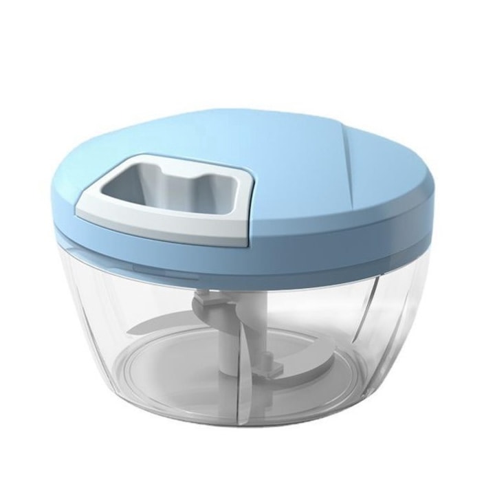 Tocator de legume, Manual, Albastru/Transparent