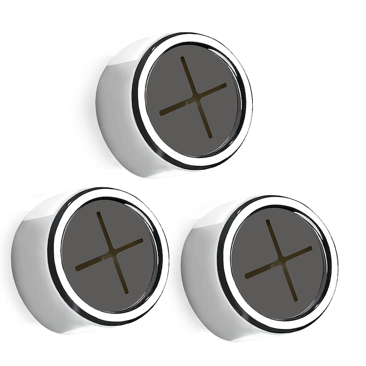 Set 3 carlige adezive, Changdi, PVC/Silicon, Argintiu