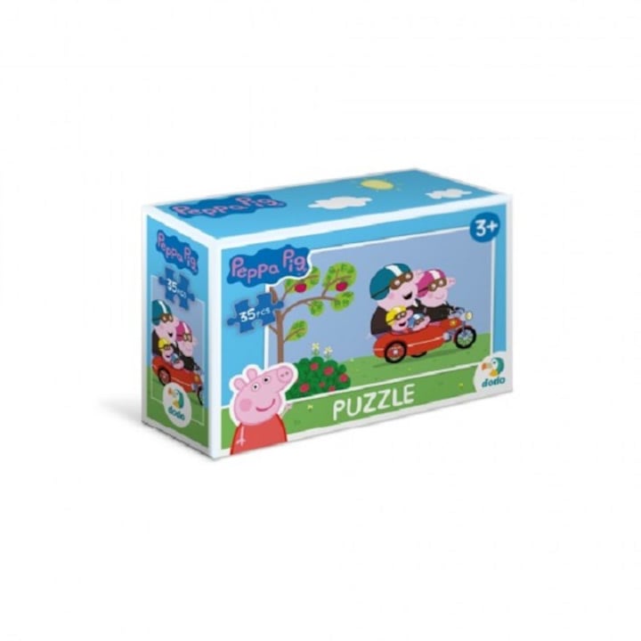 Puzzle mini Familia Peppa Pig pe motocicleta, 35 piese Dodo