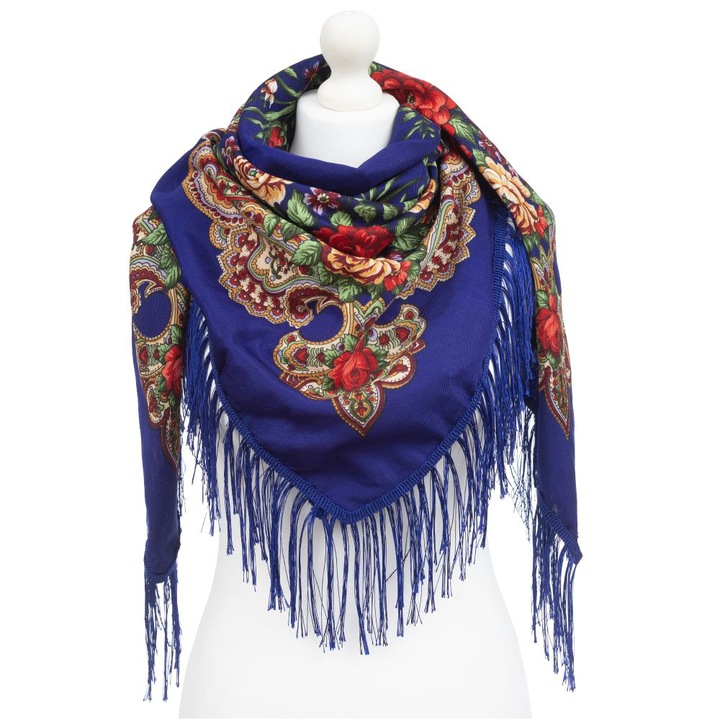 Esarfa mare florala, Pentru Femei, Aleszale, Albastru