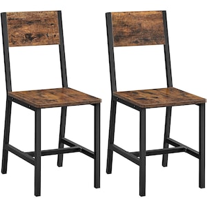 VASAGLE Set 2 scaune de living, cu spatar, stil industrial, 37x50x87 cm, maro rustic