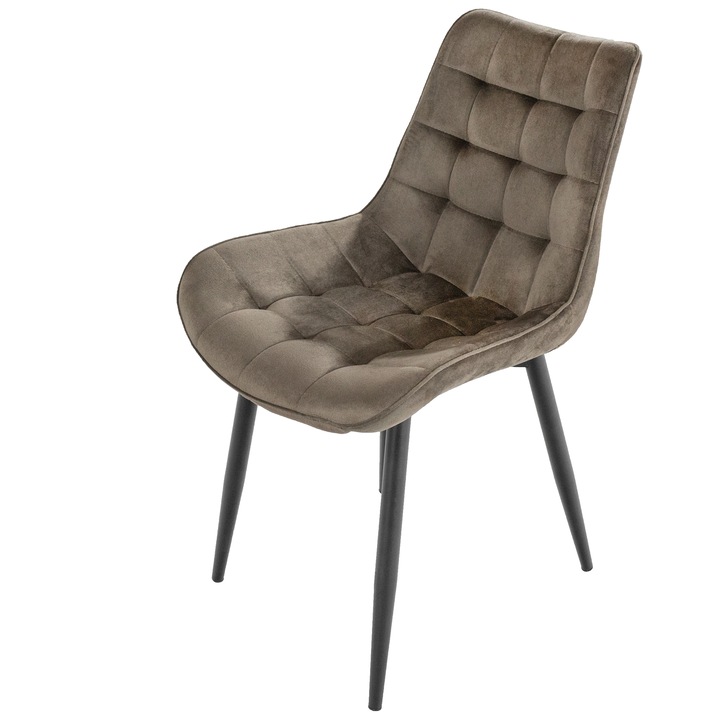 Scaun DENVER Osaka, tapitat cu catifea, picioare metalice negre, 53x53x82 cm